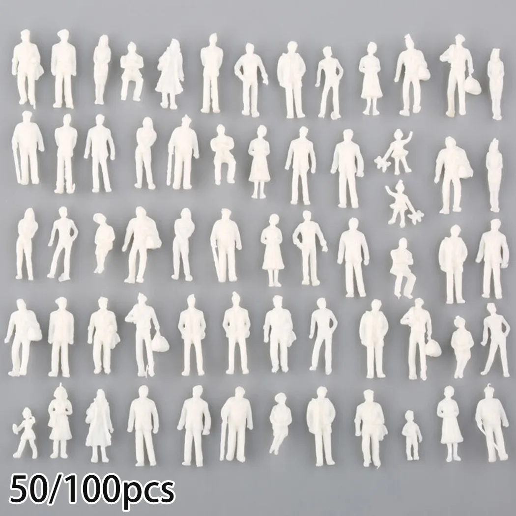 50/100Pcs 1:75 Scale 25mm Model Miniature White Figures Human Architectural Model Able Model Making Outdoor Land Scene Decor