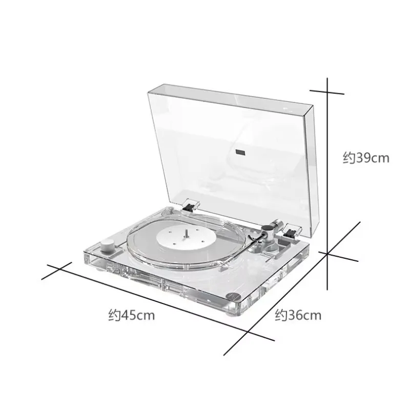 Stylish Clear‑Black Acrylic Record Player, Bluetooth Speaker with Moving Magnet Cartridge for Home Decoration
