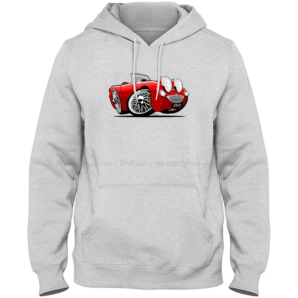 Austin Healey Sprite Caricature Red 100% Pure Cotton Hoodie Tshirt Austin Healey Ahs Sprite Mark 1 1 An5 An 5 Frogeye Frog Eye