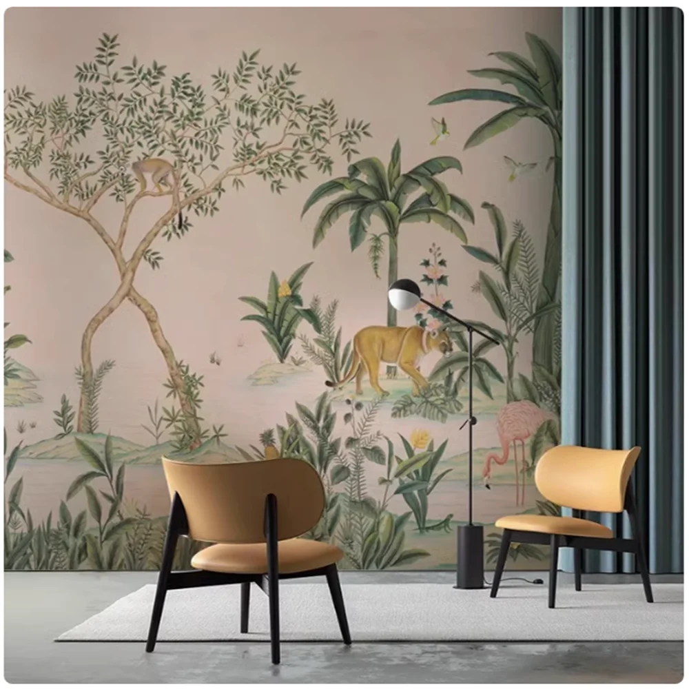 

Пользовательские тропические лесы животные пейзаж настенные обои для гостиной спальни домашний декор настенное покрытие 3D пейзажи искусство обои