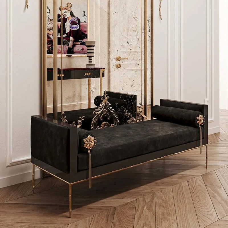 Light luxury designer fabric strip decorative stool modern fashion high-end living room home sofa is a strip stool