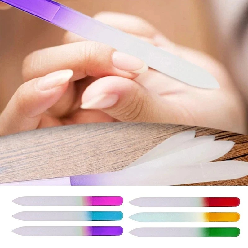 Lima de uñas de cristal de doble cara, herramienta profesional para manicura, pulidor para uñas acrílicas, para salón y viajes