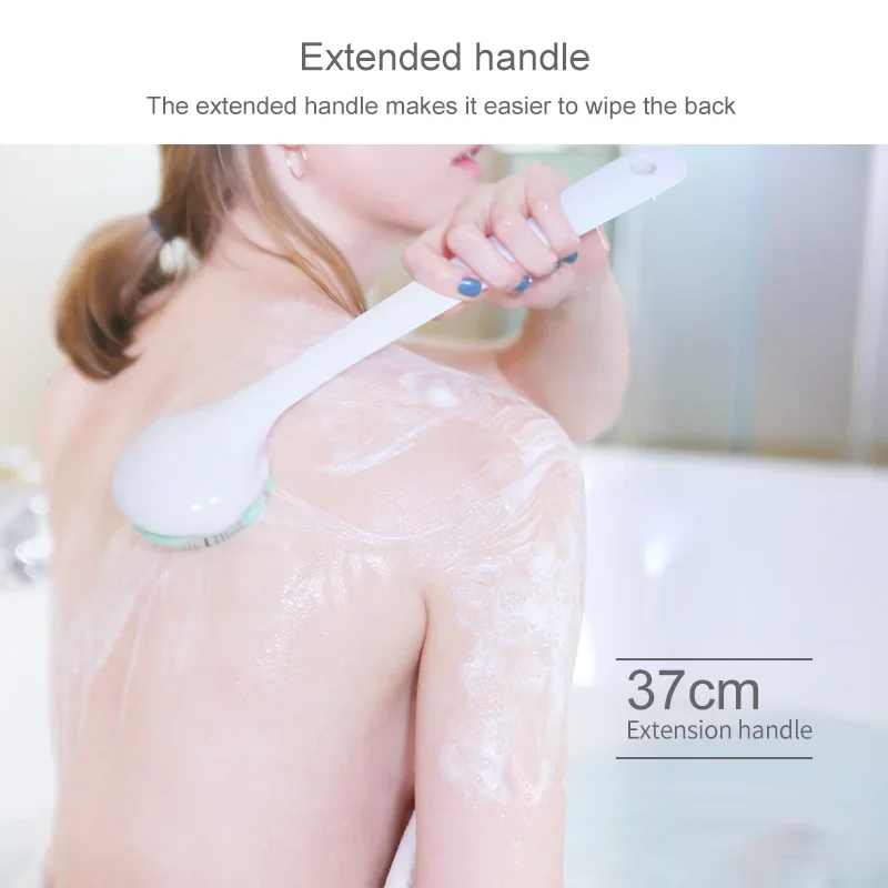 

New Soft Back Bath Brush Bpa Free Scrubber Shower Massage Silicone Bath Body Scrub Brush With Long Handle