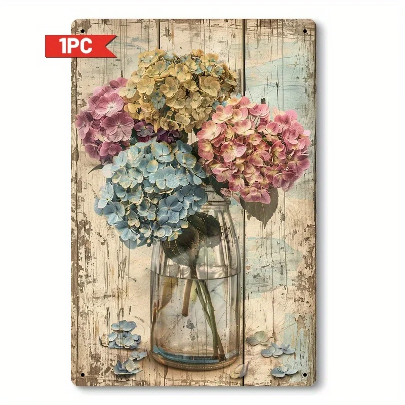 [Vintage Floral Vase]  Classic Vase with Iron Sign | Home Decor for Study, Living Room, Art Space Literary and Vintage Style