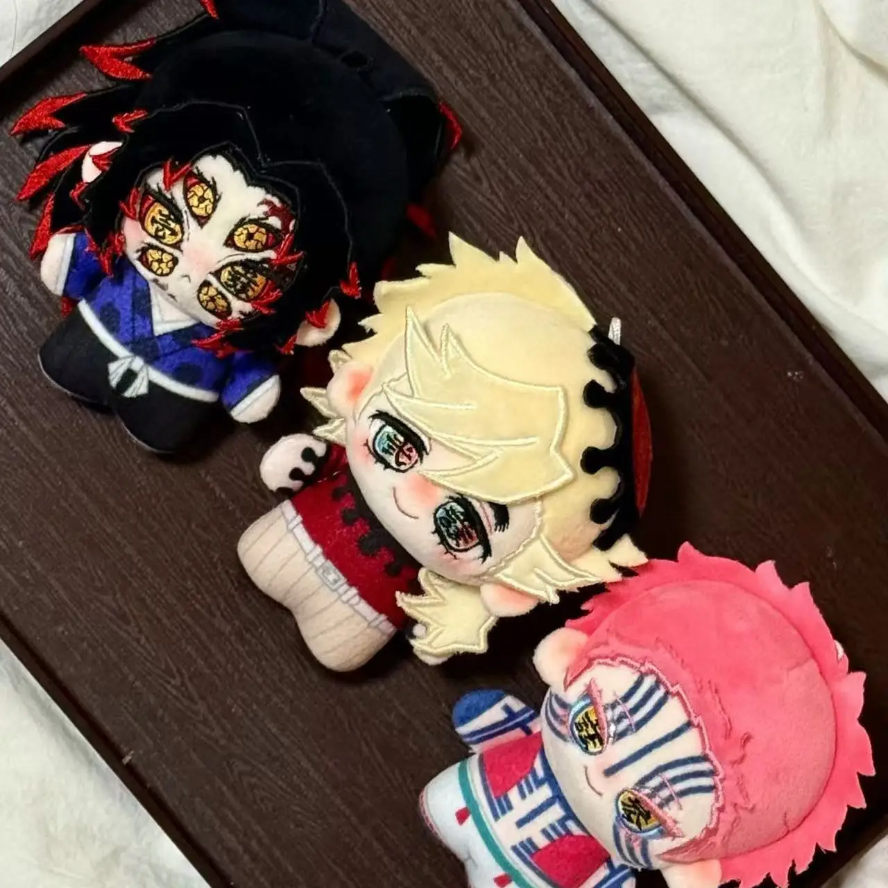 Kawaii Demon Slayer Plush Doll Anime Cartoon Douma Akaza Kokushibo 10CM Plushies Stuffed Animals Doll Keychain Bag Pendant Gifts