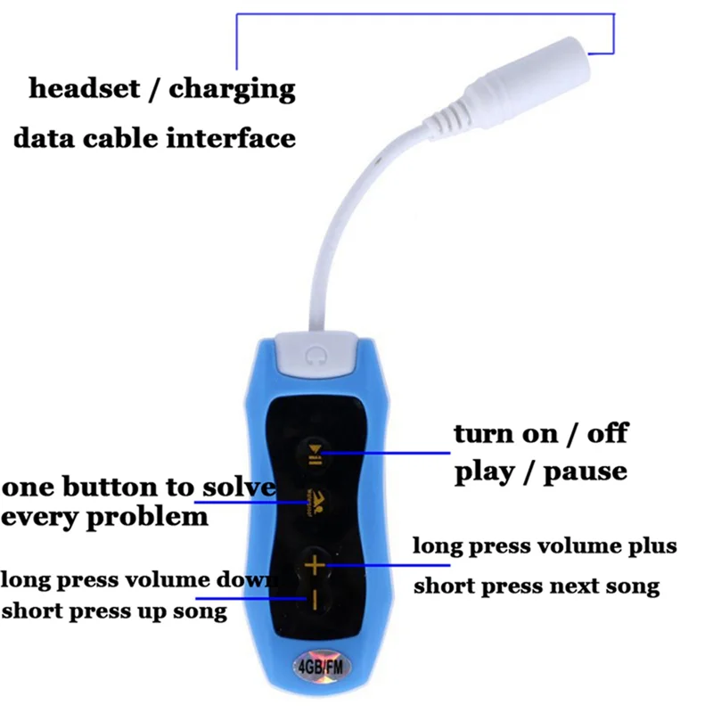 Waterproof IPX8 Clip MP3 Player FM Radio Stereo Sound Swimming Diving Surfing Cycling Sport Music Player with FM(D)