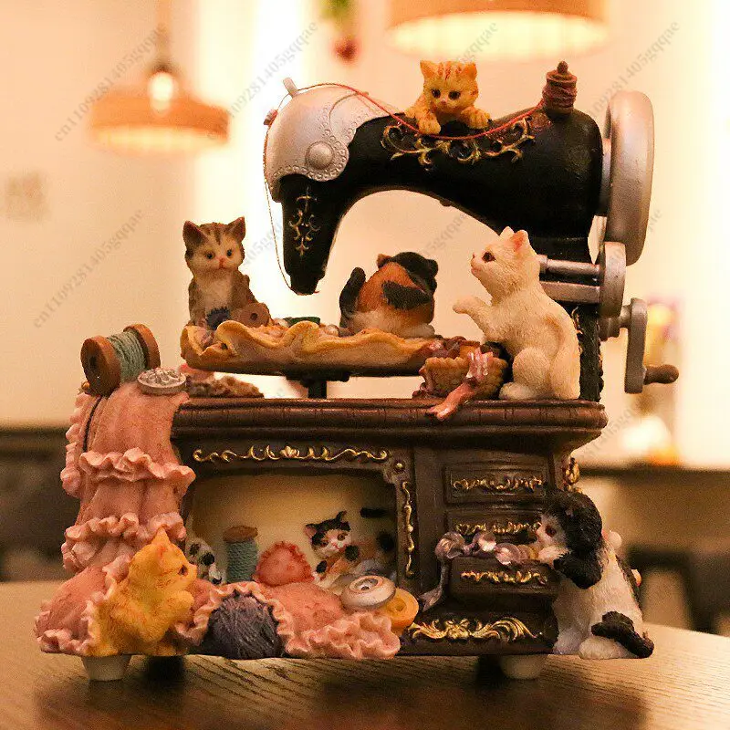 Cat Music Box Vintage Ornament Valentine's Day Gift Girlfriend Girl Girl Children's Birthday Music Box