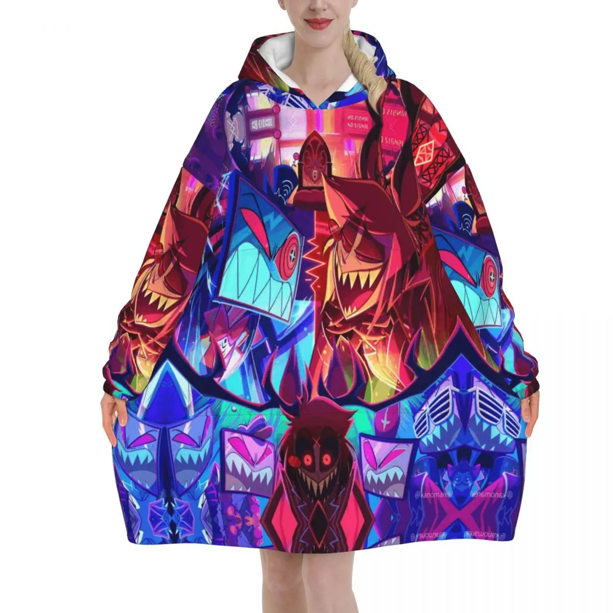 

Hazbin Hotel Hazbin Hotel Blanket Hoodie Wearable Blanket Large with Pocket Warm Sleeping Bag Soft Cozy Onesie