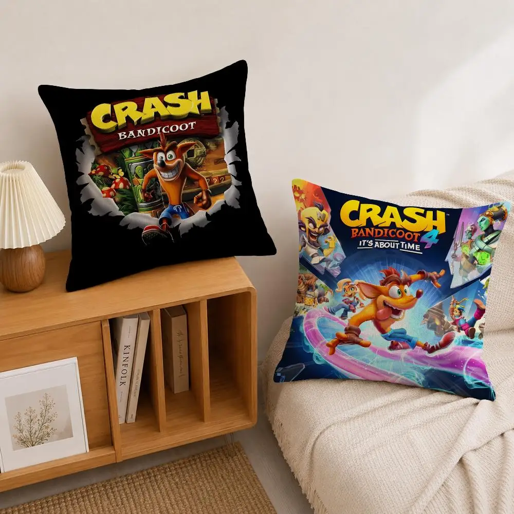 Game Crash Bandicoot Cushion Cover Natural Linen Pillowcase Set, All-in-One Decor for Sofa, Bedroom & Chair
