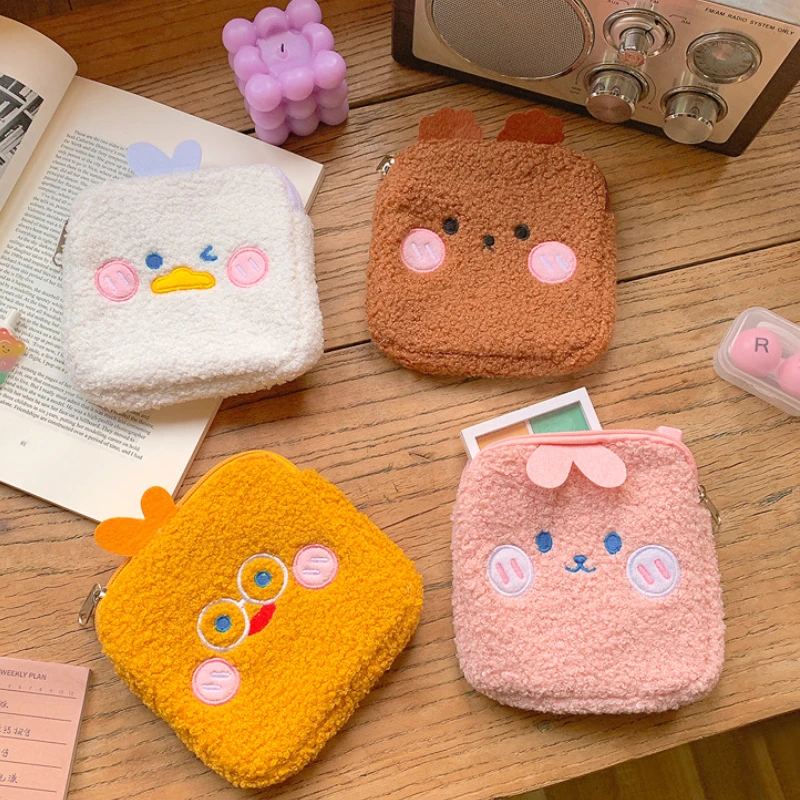 Cute Plush Sanitary Napkin Storage Bag Women Tampon Sanitary Pad Bag Small Cosmetic Bags Makeup Pouch Card Lipstick Organizer