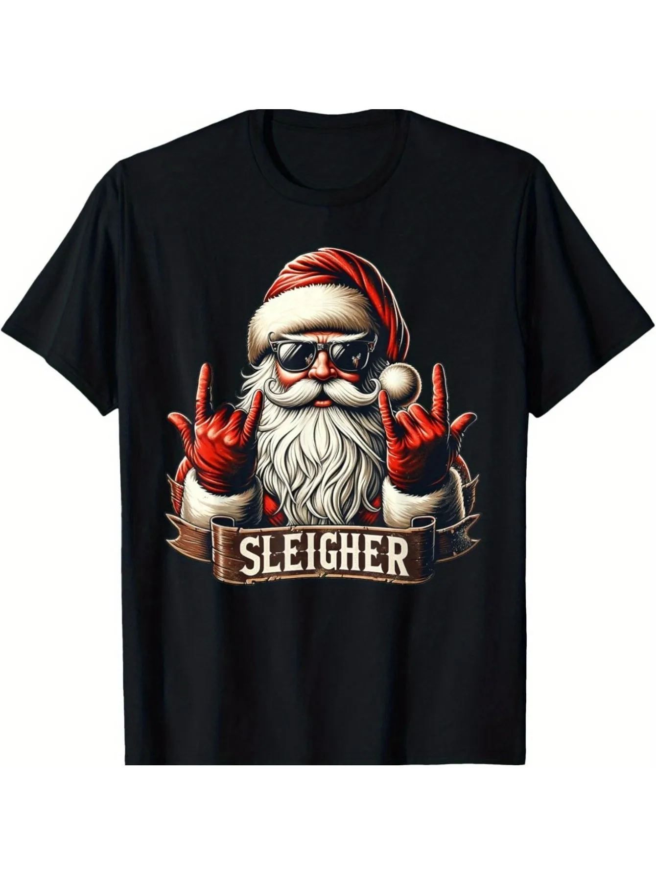 

Top Pick Men's Heavy Metal Santa Edgy Rockstar Graphic T-Shirt