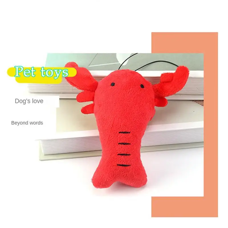 Squeak Plush Toy Durable New Style Plush 16cm Long Dogs Supplies Dog Toy Funny Bite Resistant Crayfish Red Pets Supplies