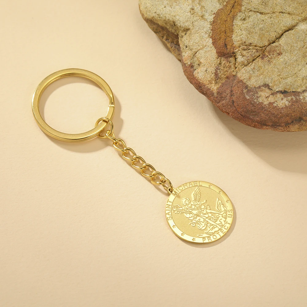 Dawapara Saint Michael Schlüsselanhänger Hexenknoten Doppelschutz Beten für uns Erzengel Religiöser Schmuck Edelstahl Schlüsselanhänger – Detail 13