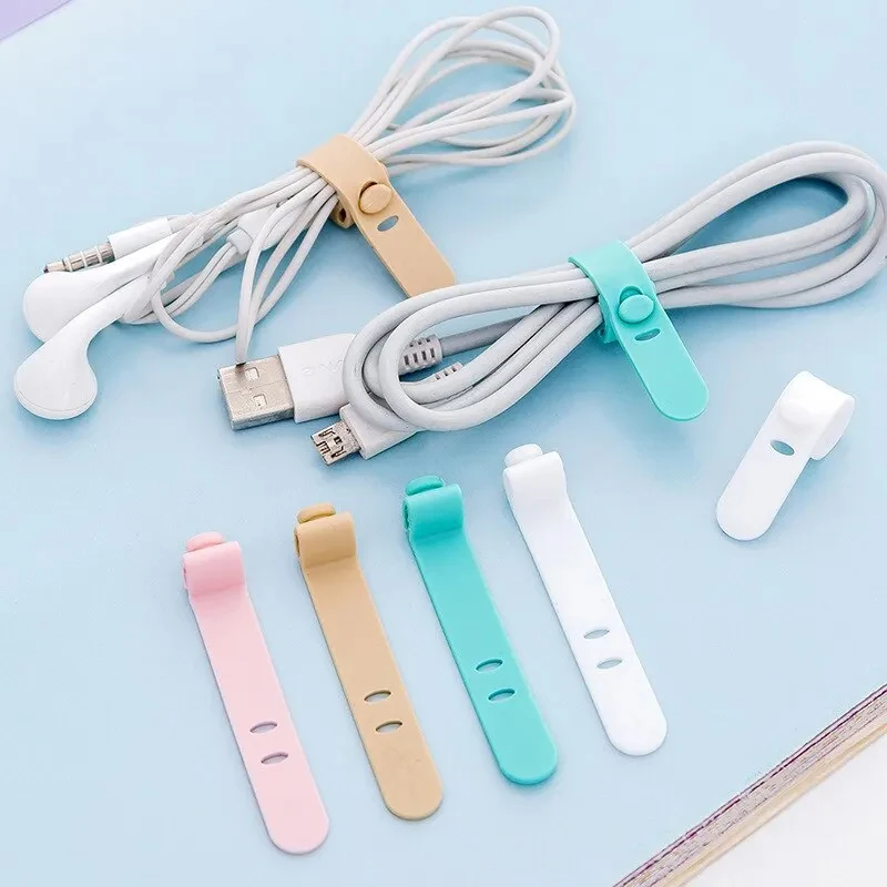 4/12/20pcs Cable Winder Organizer Silicone Earphones Clips Wire Cord Management Buckle Straps Cellphone Accessories Organization