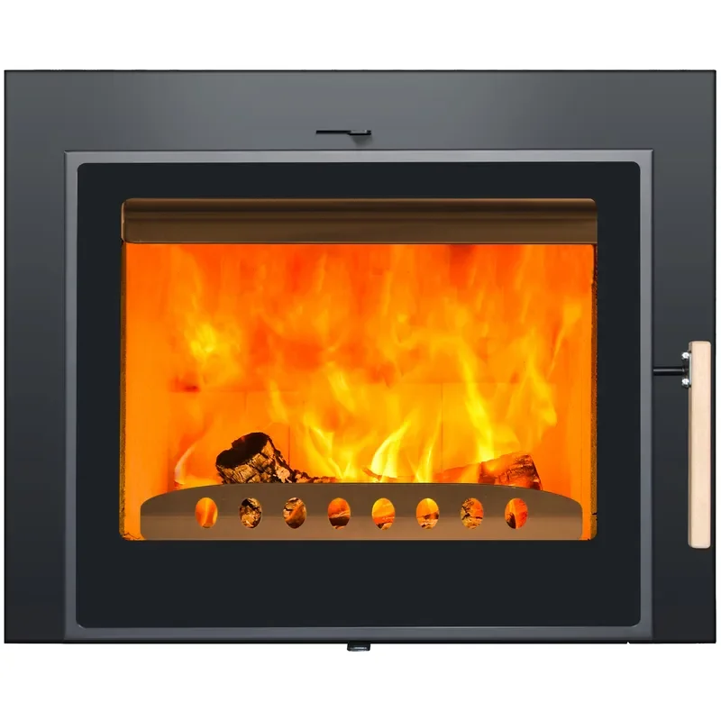 Wood Burning Fireplace Insert Real Fire Heated Decorative Features Modern Design Freestanding for Indoor Living Room Heating