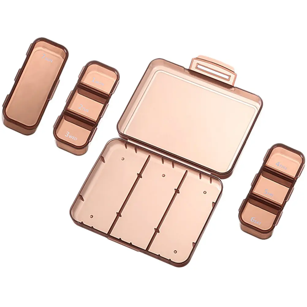 Premium Pill Dispenser Portable Medicine Box Seal Multiple Individual Sections for Travel Organizing Daily Pill