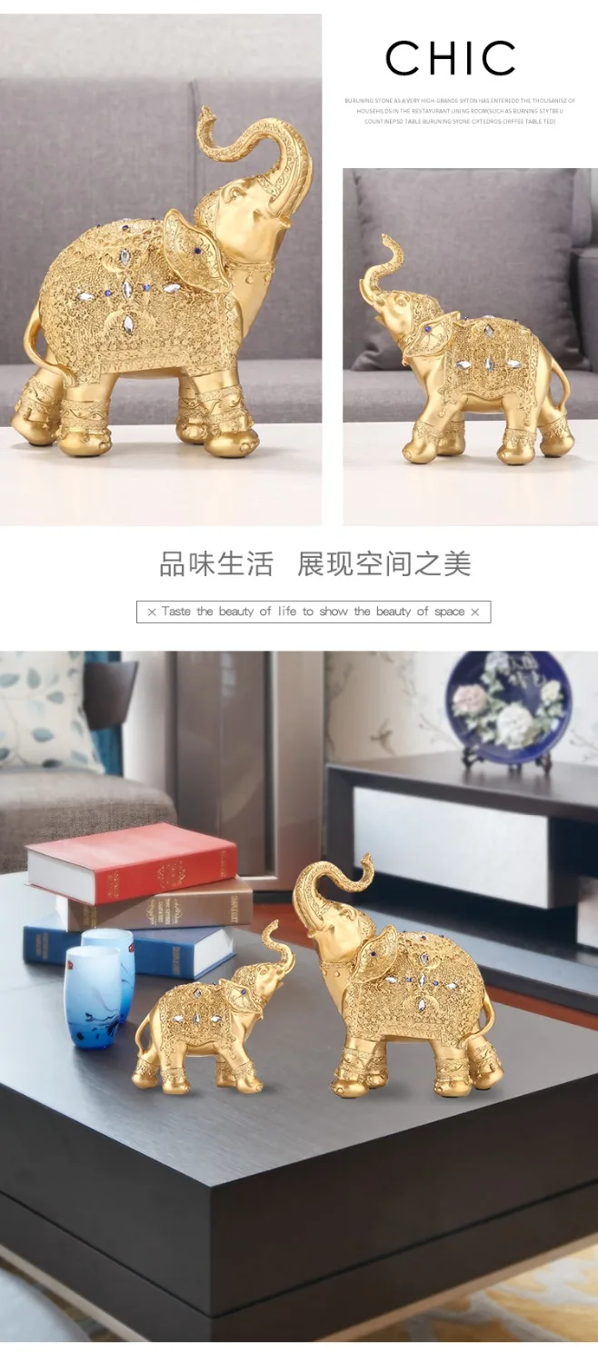 أفضل الفن- 2020 مكتب المنزل الأعمال الفعال فنغ شوي تعويذة حماية الميمون محظوظ الذهب الفيل النحت تمثال