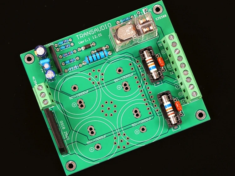 Used for dual channel power amplifiers - rectification, filtering, protection board