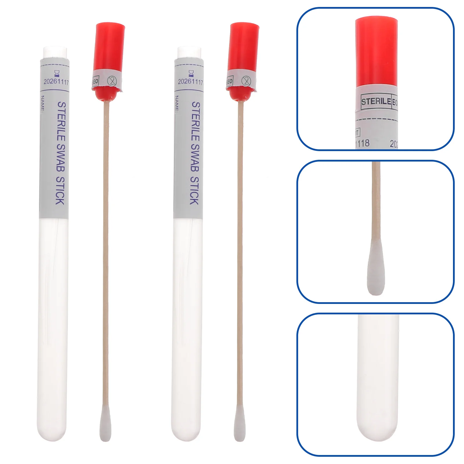 100 Pcs Sampling Swab Single Use Sticks Specimen Collecting Swabs Disposable Wood Throat Female