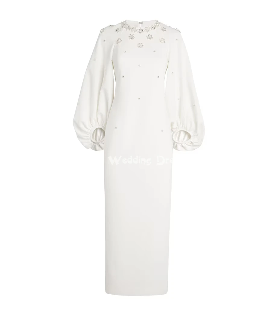 ชุดราตรีทรงตรงแบบมีลูกปัด คอทรงโอ แขนยาว ยาวถึงข้อเท้า ดีไซน์หรูหราสำหรับงานปาร์ตี้  คอลเลคชั่น Heyday Customized สำหรับผู้หญิง ปี 2025