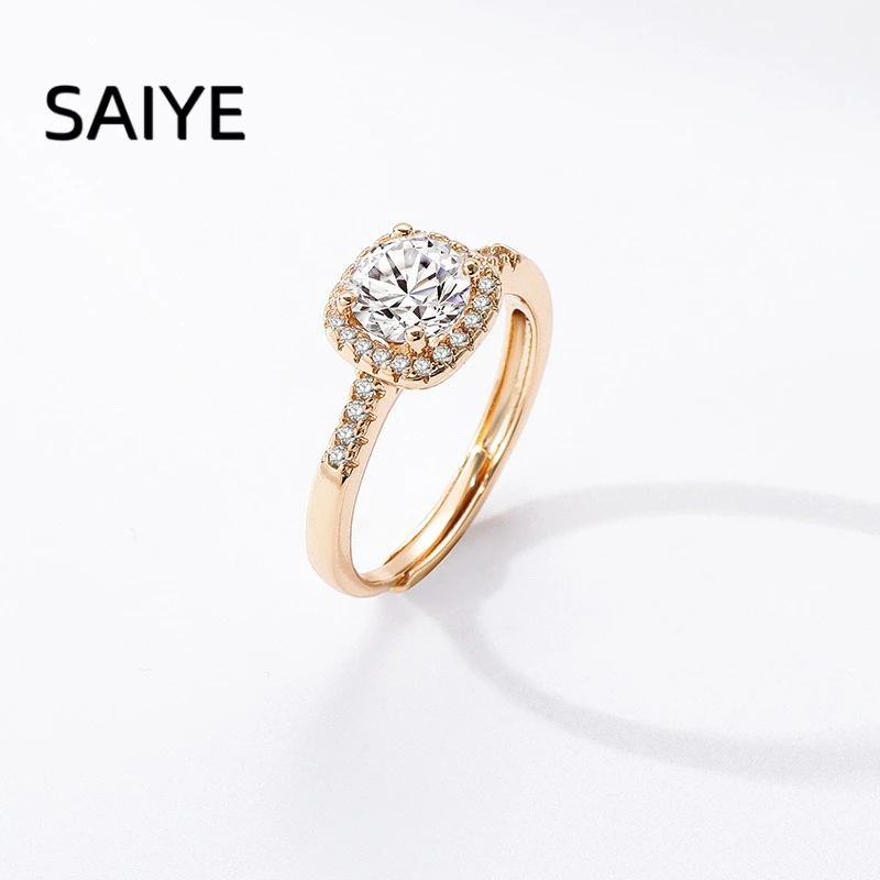 925 Sterling Silver Rose Gold Color Open Adjustable Ring Cushion Cut Halo CZ Zircon Wedding Finger Ring for Women Jewelry Gift