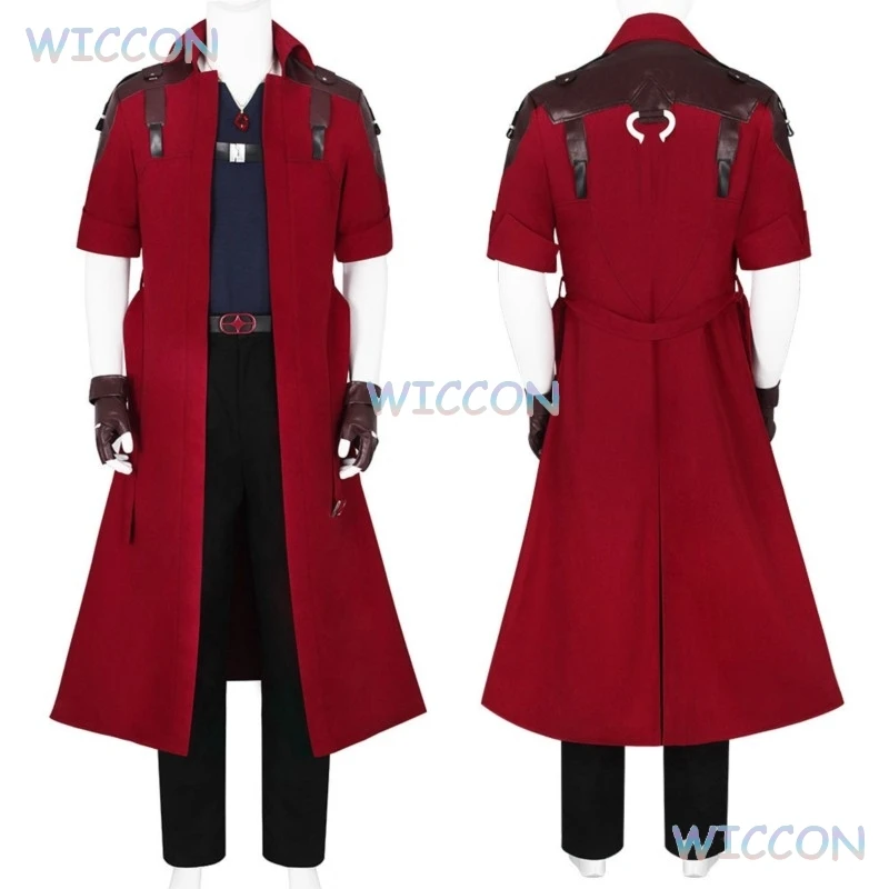 دانتي كوسبلاي سترة واقية حمراء أنيمي دانتي الشيطان قد يبكي معطف كوسبلاي مع قلادة بدلة الهالوين شعر مستعار للرجال بدلة لعب الأدوار في الهالوين