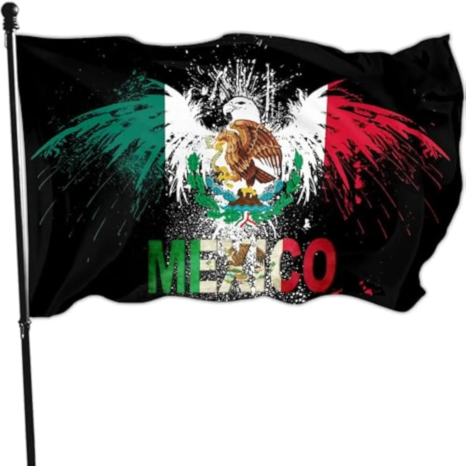 Distressed Mexico Eagle Flag Banner Vivid Color Outdoor Decoration Polyester House Banner