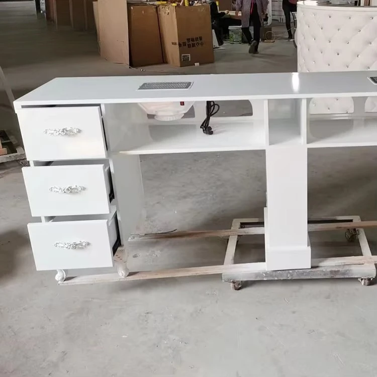 Salon Furniture Two Seat Table Nail Station Furniture Nail Table with Dust Collector