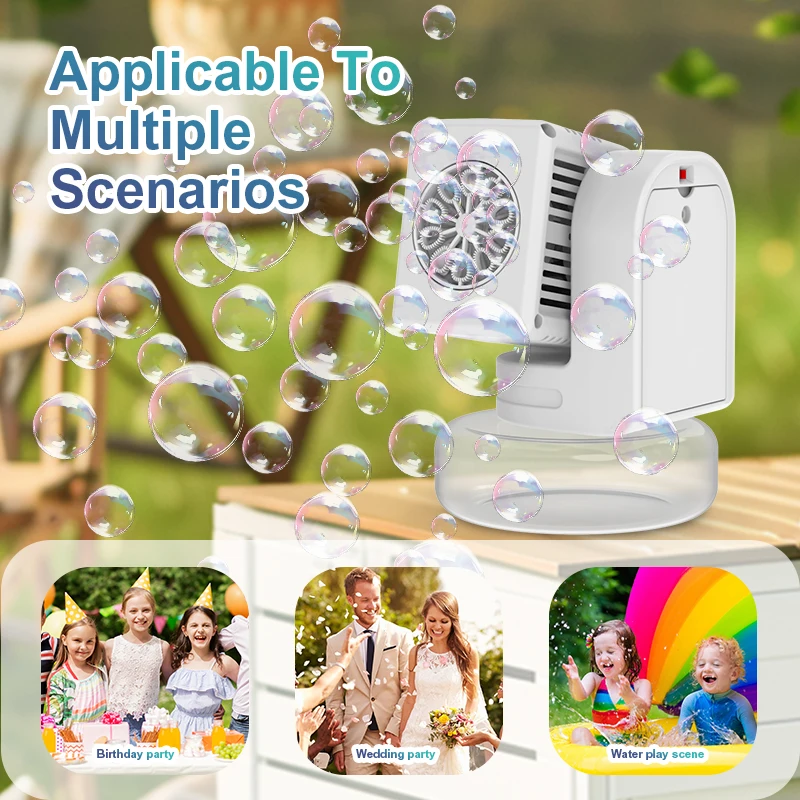 Mit 100 ml Blasenwasser 10-Loch-Blasenmaschine 90 °   Rotierender Kopf, Hochzeit im Freien, Kinderblasen-Party-Geschenk