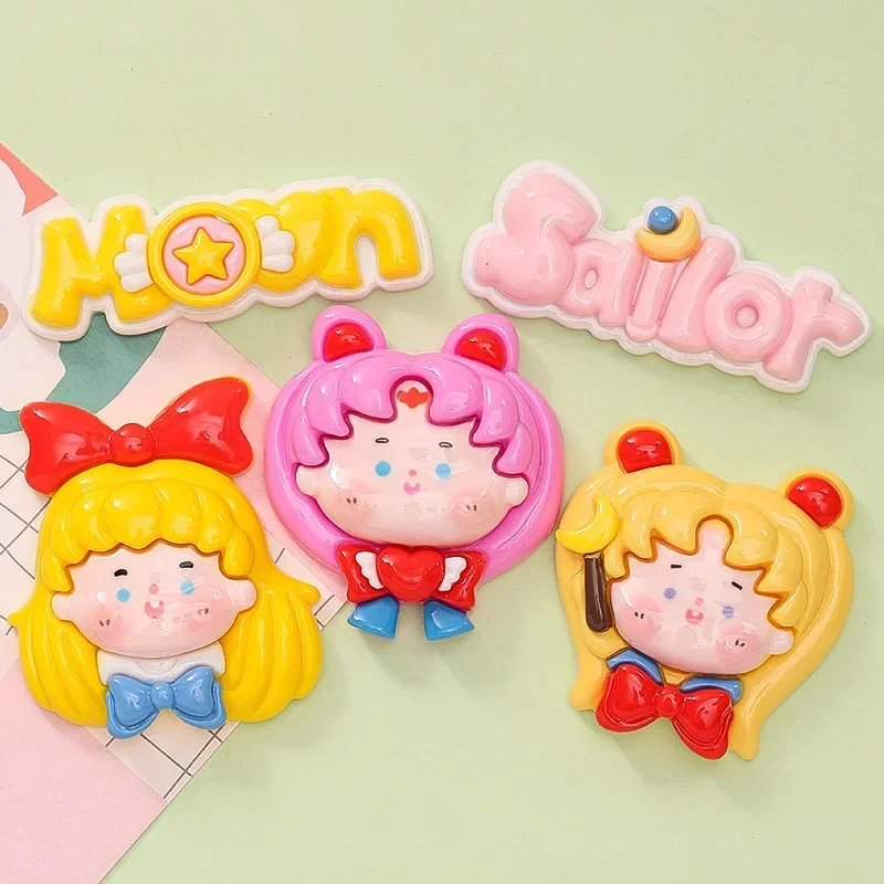 2pcs Big Cartoon Girls Sailor Moon Flatback Resin Charms Crafts Embellishments Diy Cabochons Decoration Accessories