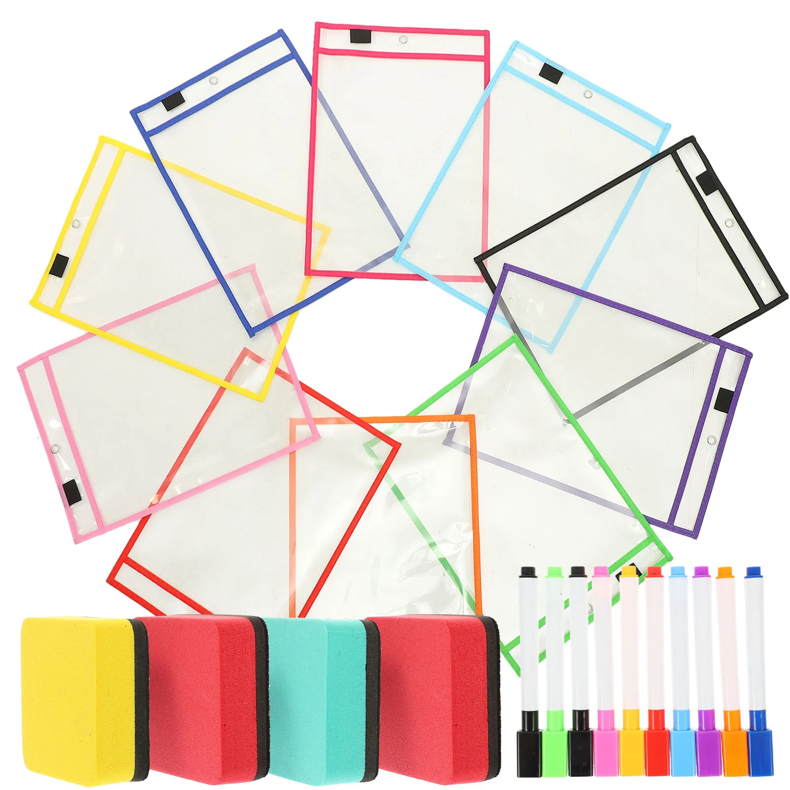 1Set Dry Erase Pocket for Clear PVC File Pocket Waterproof Reusable Writing Sleeve Work Sheet Protector Teacher Must Haves