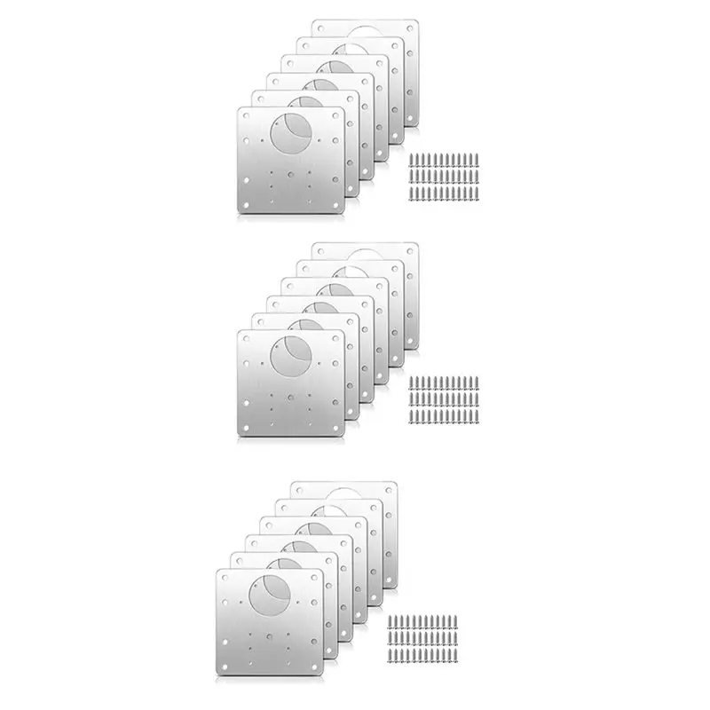 18 Pcs Cabinet Hinge Repair Plate Kit With Screws, Stainless Steel Concealed Cupboard Door Hinge Repair Brackets-[LUCK 9]