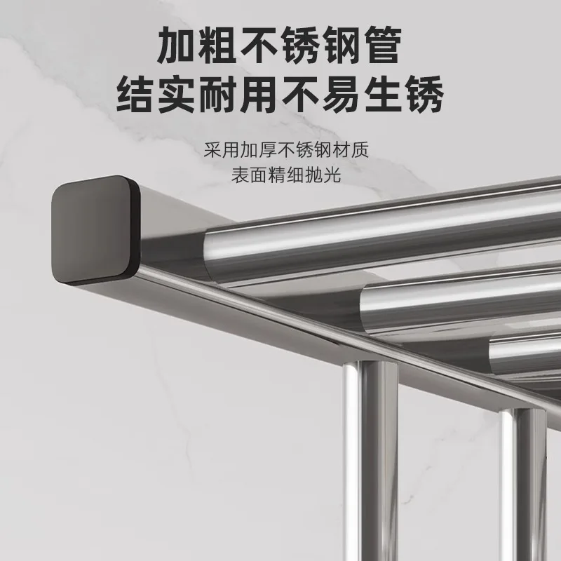Stainless steel towel rack Floor-to-ceiling drying rack Stainless steel balcony Indoor storage drying rack Hanging clothes