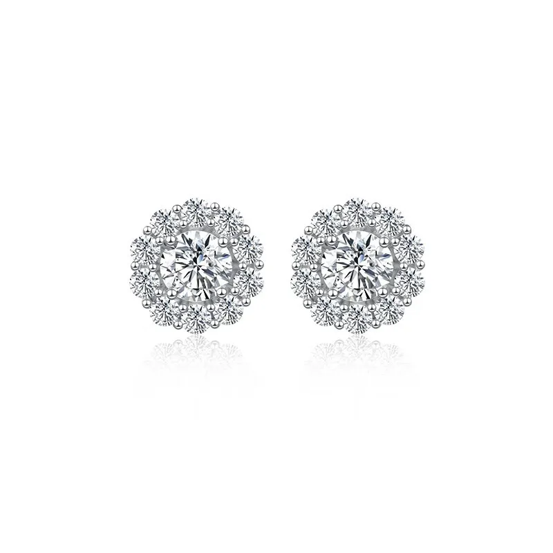 Shunqing Yinlou S925 Silver Stud Earrings Female Young Snowflake Silver Earrings Cute High Sense Gift S925 Silver Stud Snowflake