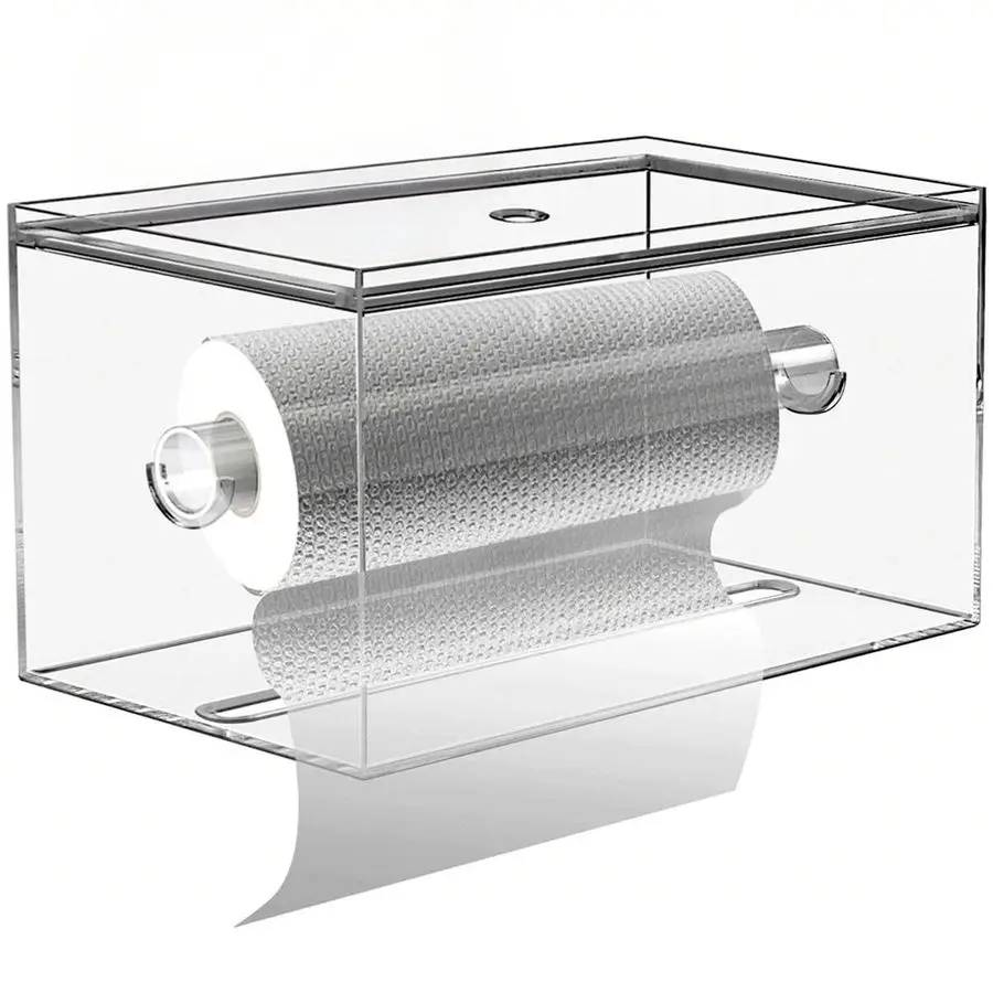 

Держатель для бумажных полотенец с крышкой, настенный, акриловый, с полкой, для ванной комнаты, предотвращает скольжение.