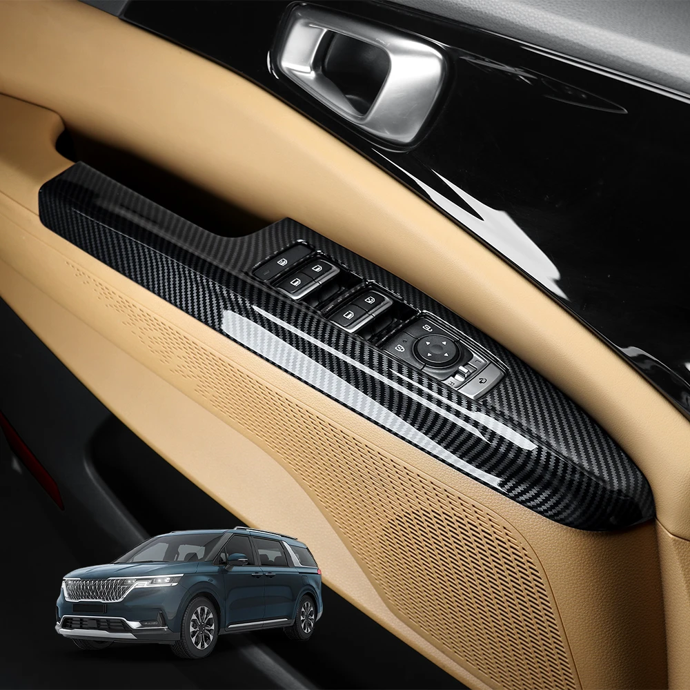 

Декоративная накладка на кнопку управления стеклоподъемником, декоративная полоса на ручку двери, аксессуар для интерьера для KIA Carnival 2022-2026, леворульный вариант