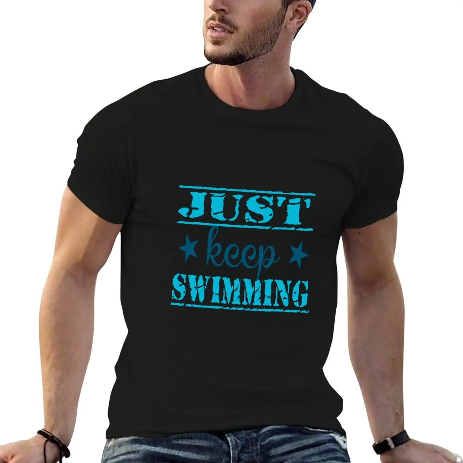 

Just Keep Swimming Summer T-Shirt typography design T-Shirt anime tshirt man t shirt luxury T-Shirt