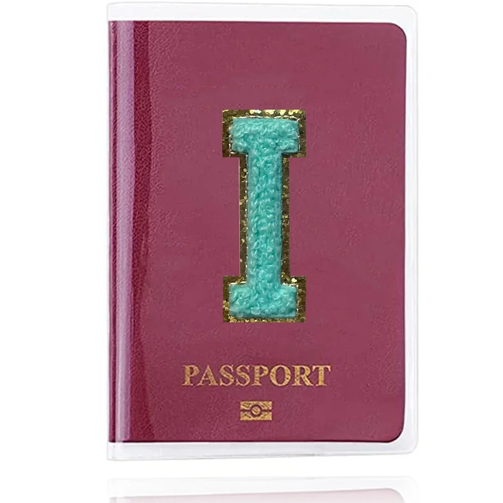 Clear Passport Holder Cover Bags PVC Waterproof Passport ID Business Credit Card Cover Case Protective Bags Green Letter Series