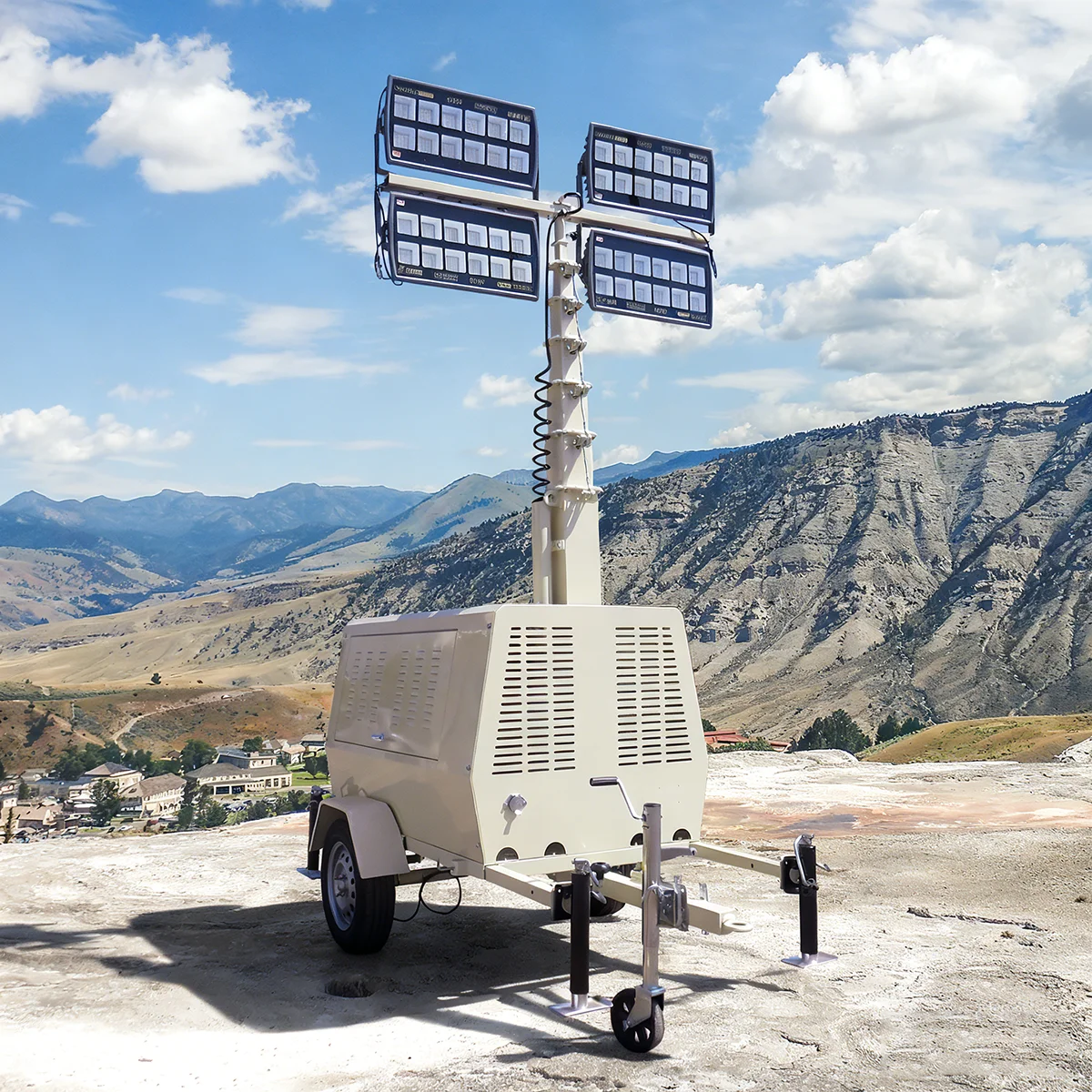 4*400W LED Mobile Light Tower 9M Silent Generator Outdoor Night Lighting for Garden Landscape Warranty