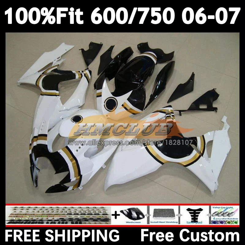 Injection Kit For SUZUKI GSXR600 GSXR 600 750 CC 2006 2007 14No.110 white lucky GSXR-750 600CC GSXR750 GSXR-600 K6 06 07 Fairing