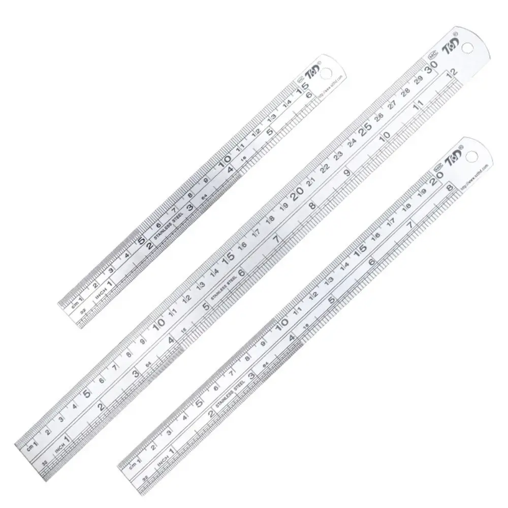 15/20/30/40/50cm Stainless Steel Ruler Stainless Steel Thickening Straight Ruler Double Side Scale Engineer Grade Measuring Tool
