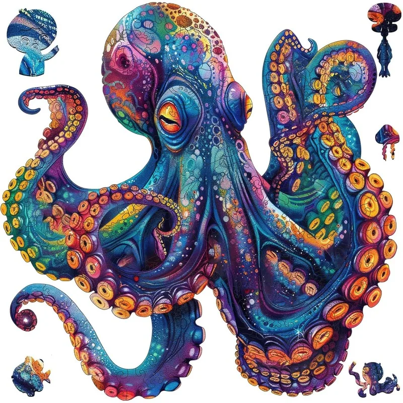 

Qiuenisray Wooden Puzzles for Adults Octopus Ocean Jigsaw Puzzles 200 Pieces Home Wall Decor Creative Gift for Family Game Toy