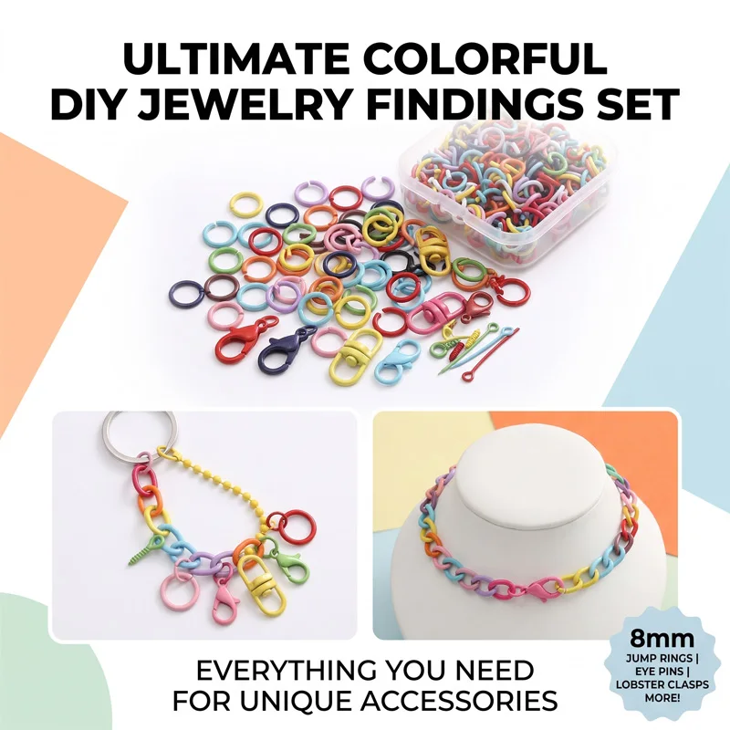 DIY Jewelry Accessories Set Colored Bead Keychain Open Jump Rings for DIY Jewelry Making Clothing Accessories DIY Supplies
