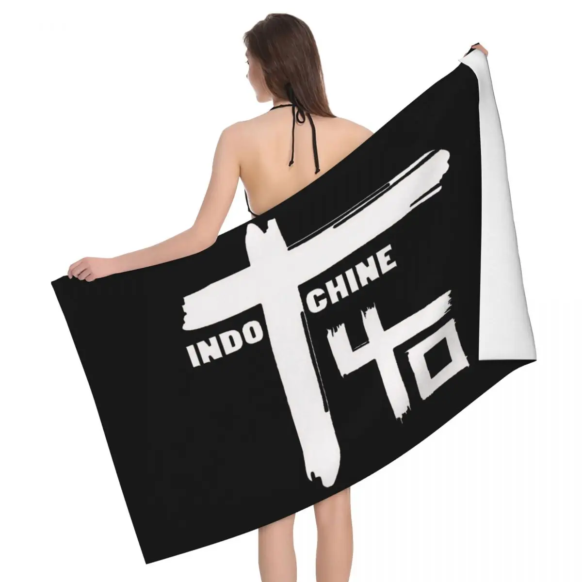 Custom Indochine Best Of French Pop Rock Beach Towel Breathable Microfiber Pool Towels