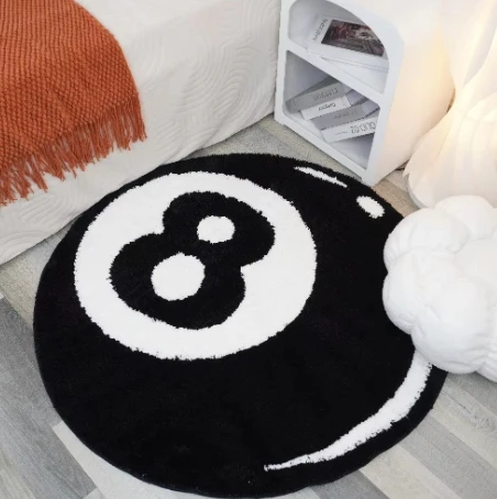 

2024 New Design Aesthetic Ball 8 Tufted Rug Simulation Billiards Round Carpet Bedroom Bedside Floor Mat Rugs