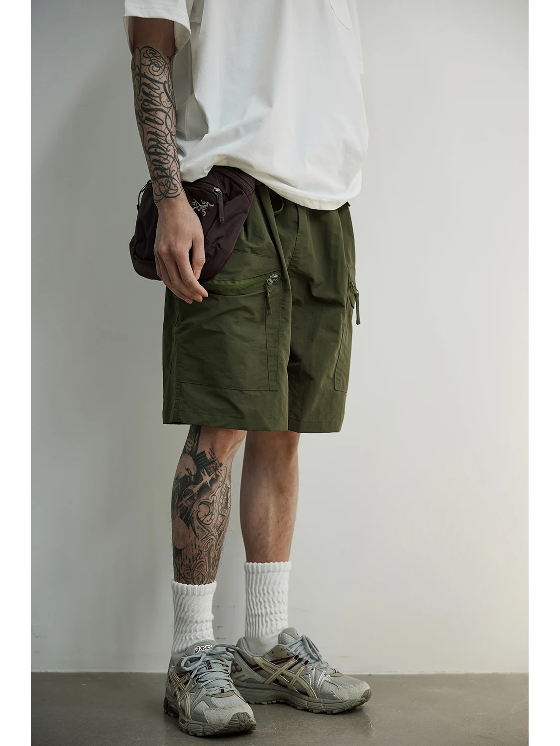 

LH Store Men's Outdoor Workwear orts Zipper Straight Leg Casual Paratrooper Sports Five-Quarter Length Summer Nylon