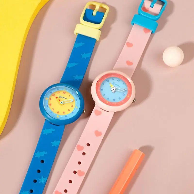 

Pink Quartz Children Watches Silicone Strap Waterpoof Blue Analog Kids Wriwtches for Girls Boys