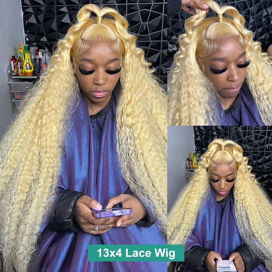  30 40 Inch 613 Blonde Deep Wave 13x6 Lace Frontal Wig Ready To Curly 13x4 Lace Front Human Hair Wigs