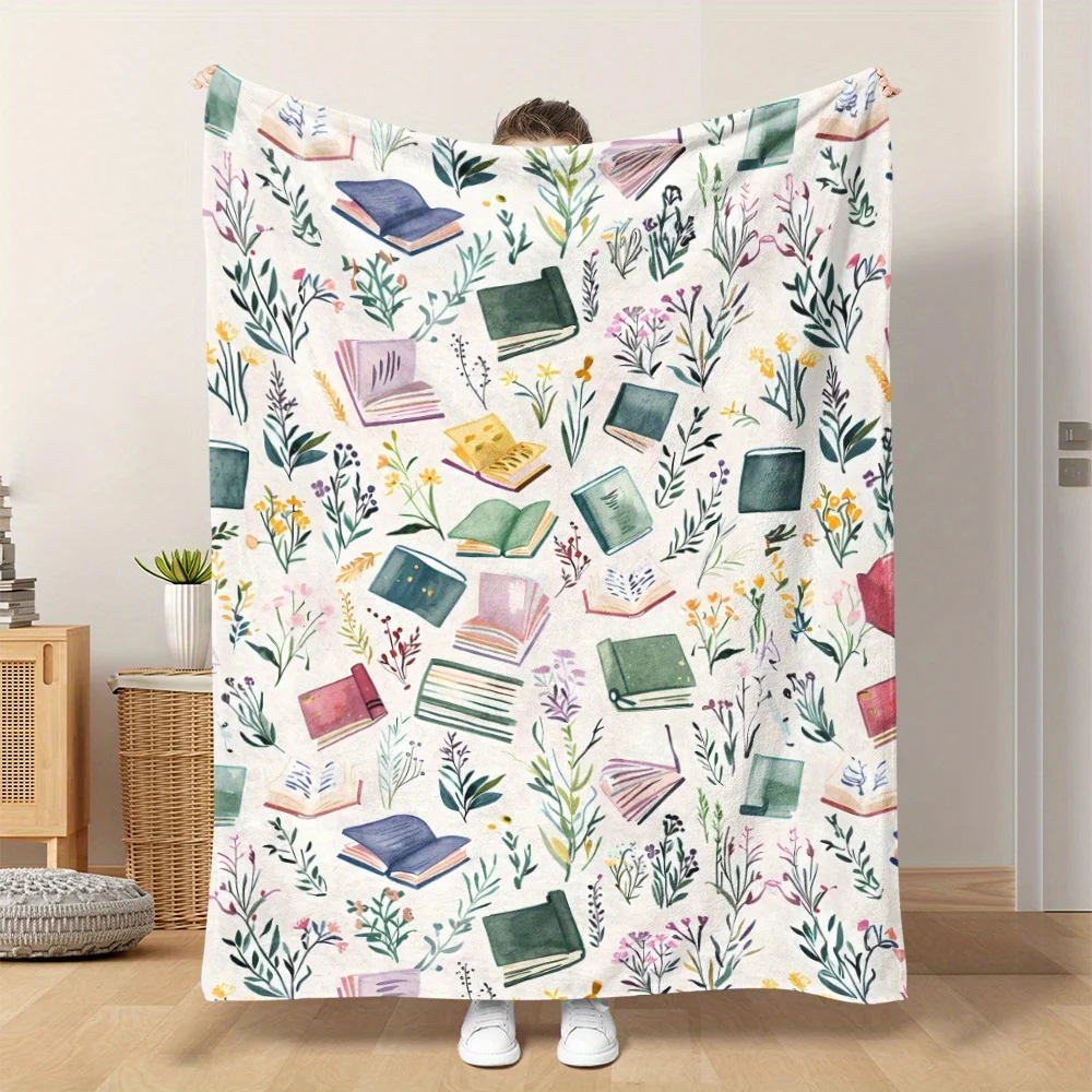 + Book Element 1pc, Watercolor Style, Books Surrounded by Wildflowers And Plants, Study Materials, Stationery, a Soft And Cozy P