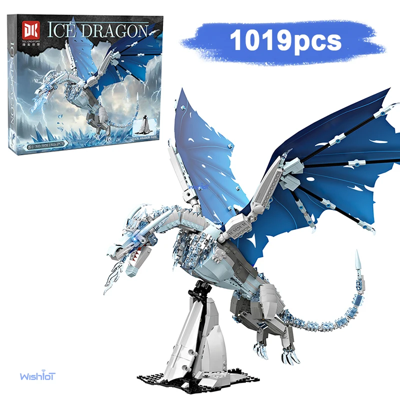 

DK7070 Ice Dragon 1060PCS Building Blocks Model Kit Creative DIY Display Bricks for Adults Teens Collectible Gift